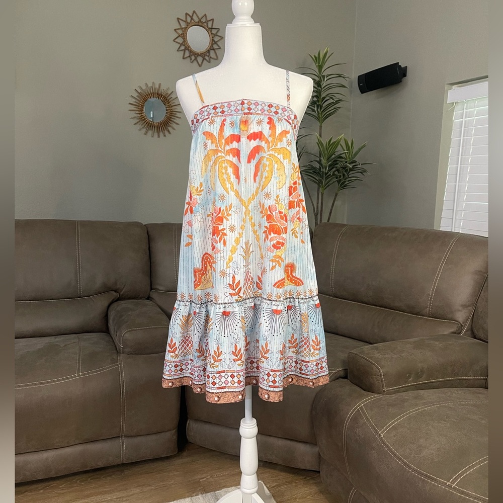 Tropical Palm Pineapple Print Shift Dress Sz S Spring Summer Vacation Easter - Picture 4 of 8